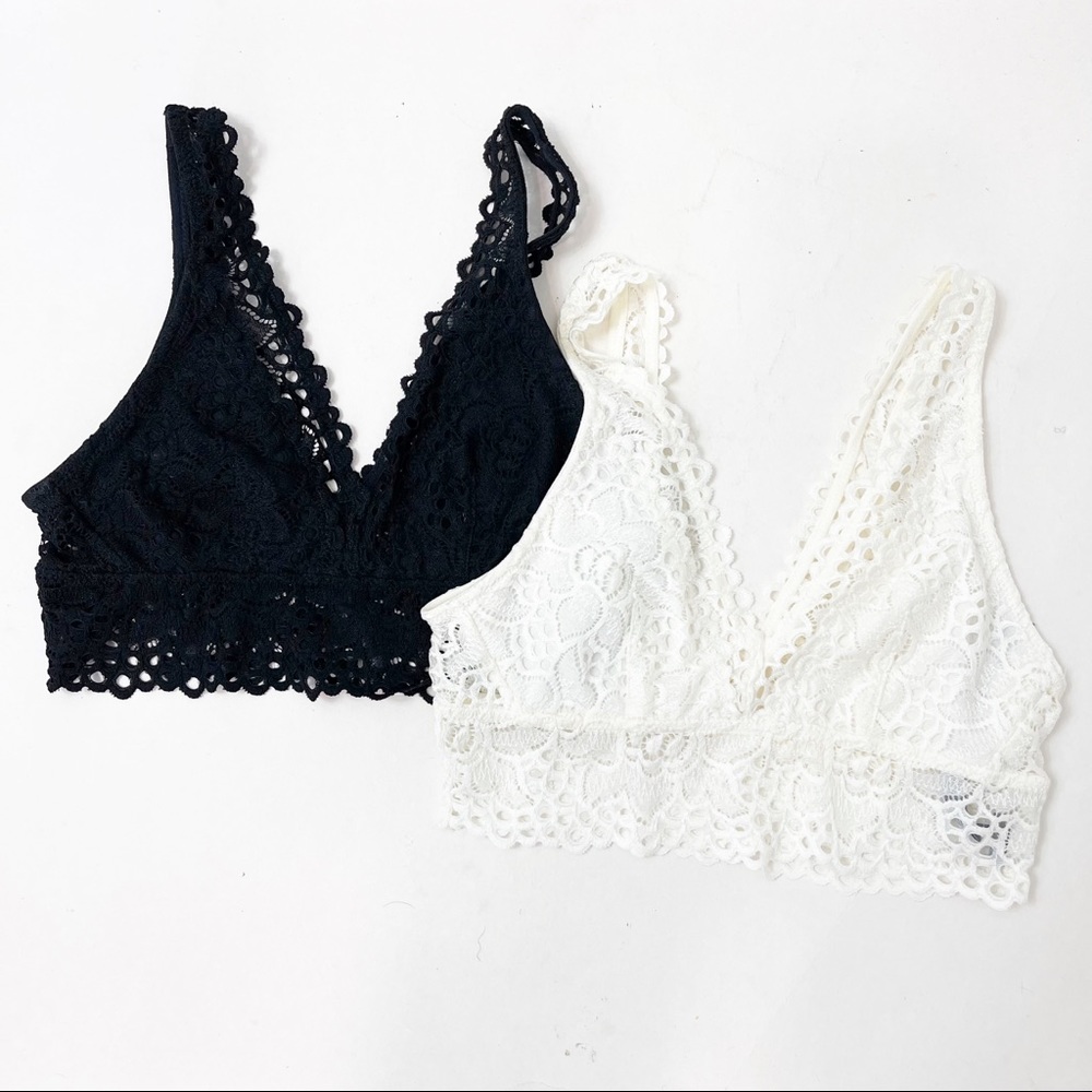 Aerie Lace Bralette Lot of 2 Black White
